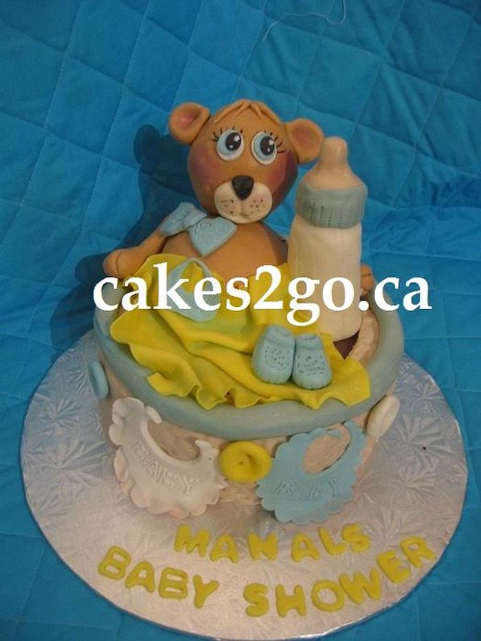 Bear & milk bottle Baby Shower Cake
