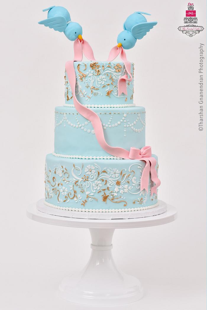 {Love Birds} Wedding Cake