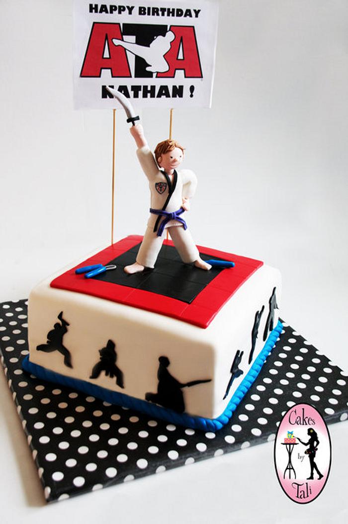 Taekwondo martial arts birthday cake