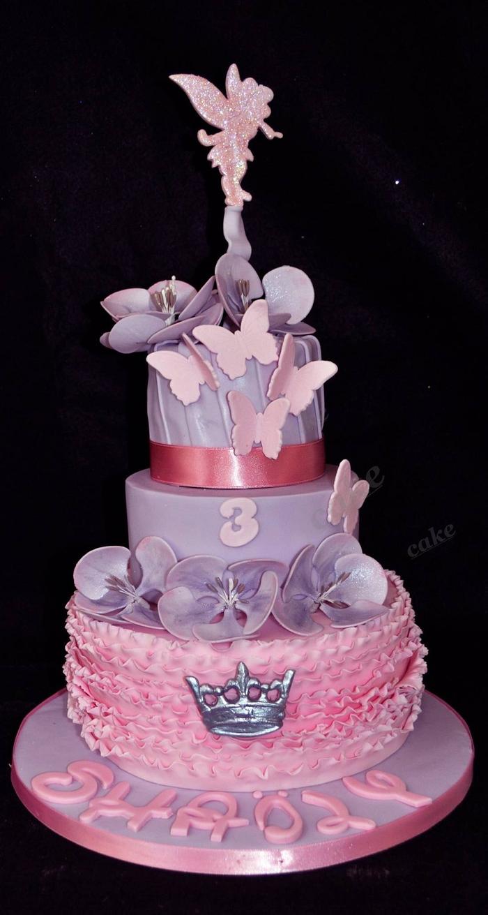 Girl cake flowers and Tinkerbell 