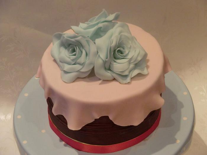 Ganached cake with pretty roses