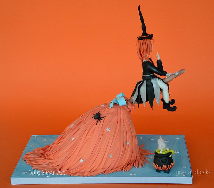 Cute witch on a broom