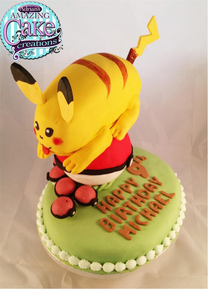  pikachu birthday cakearshmallow fudge filling. With chocolate Pokemon Pokeballs