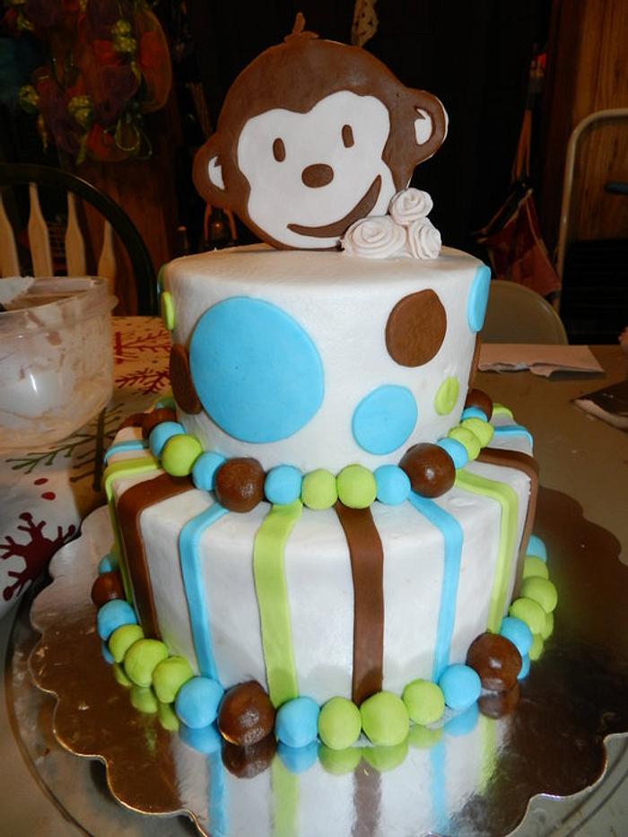 Monkey baby shower cake
