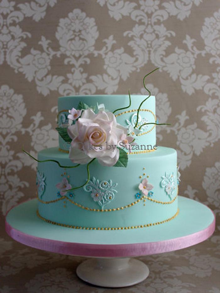 Vintage Rose and Lace 80th Birthday Cake