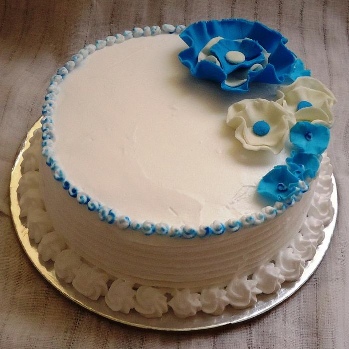 A coconut cake in blue