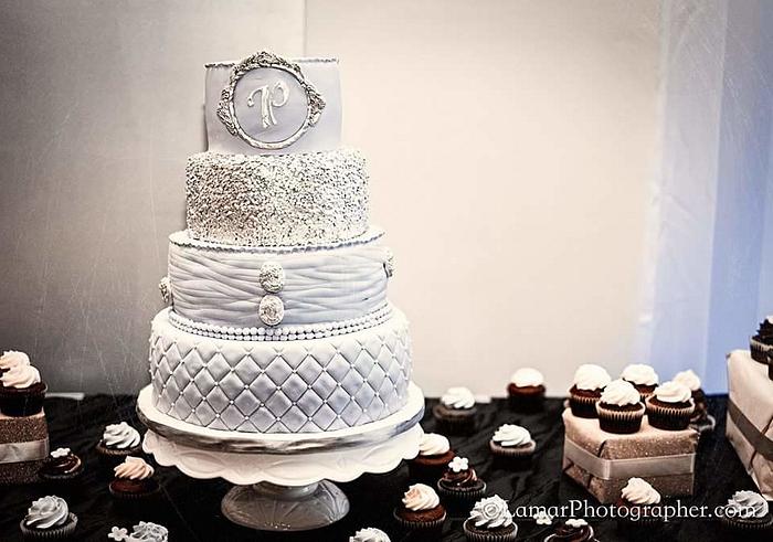   Soft lavender Baroque  wedding cake 