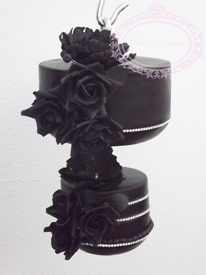 Black chandelier wedding cake