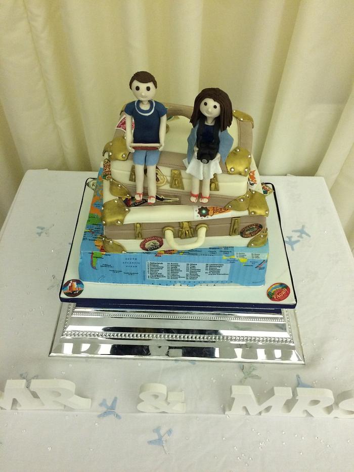 World travel wedding cake