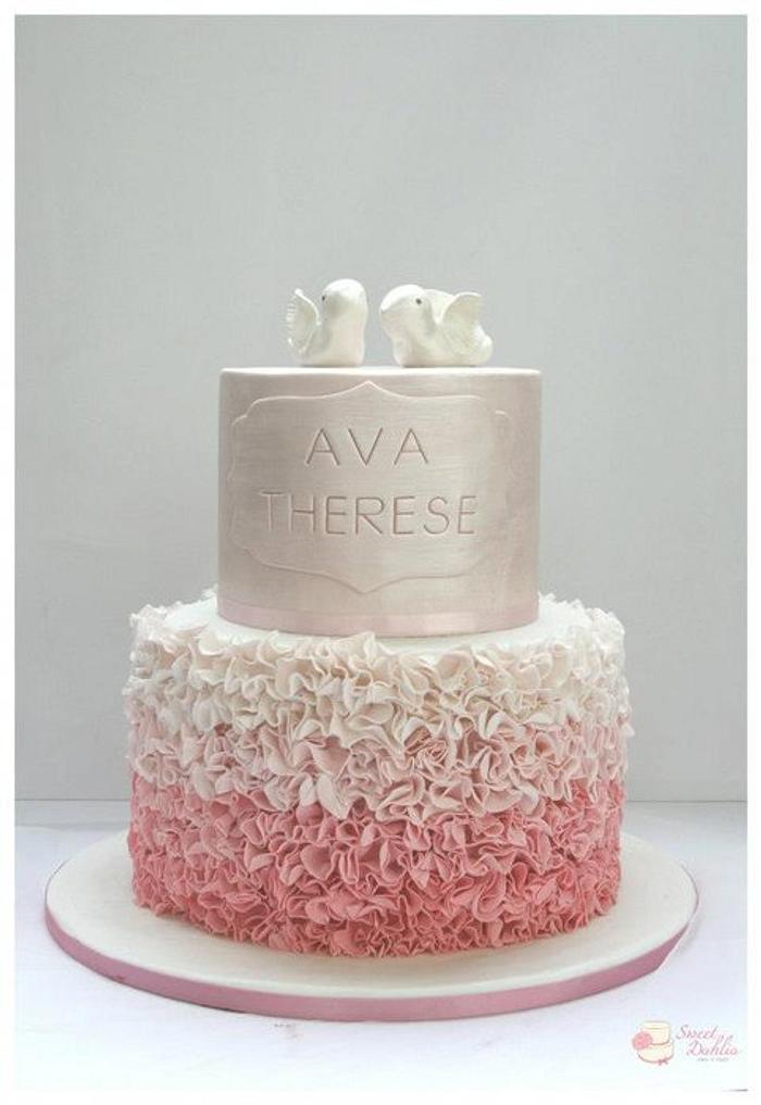 Ava's Ruffled christening cake 