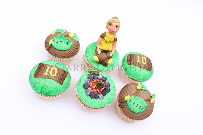 Mini girl figurine, Brownie(UK) and bowling cupcakes