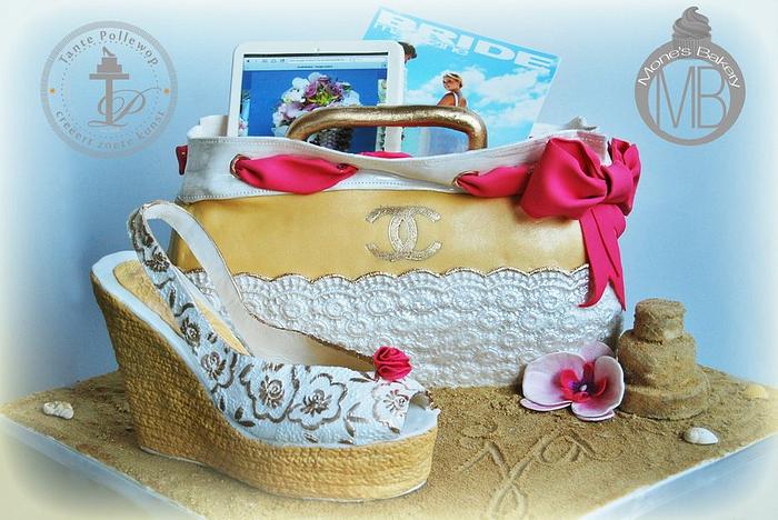 Bach Bridal wedge shoe and purse