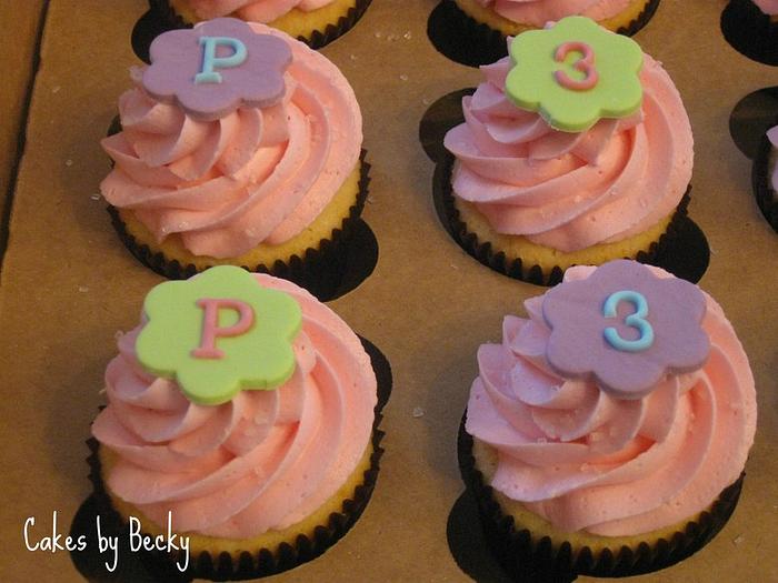 Bright Monogrammed Cupcakes
