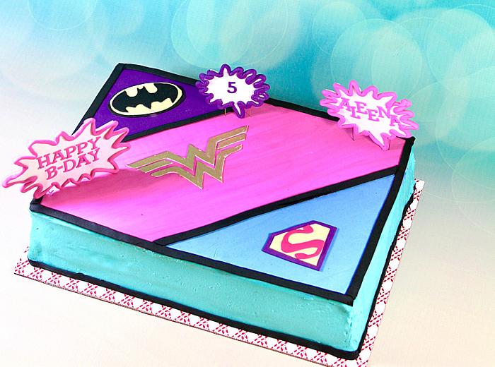 Girl superhero cake 