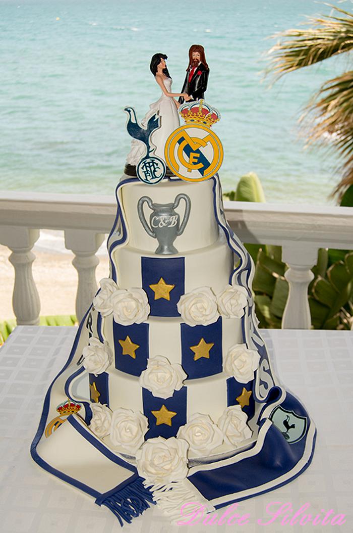 Wedding cake for soccer fans