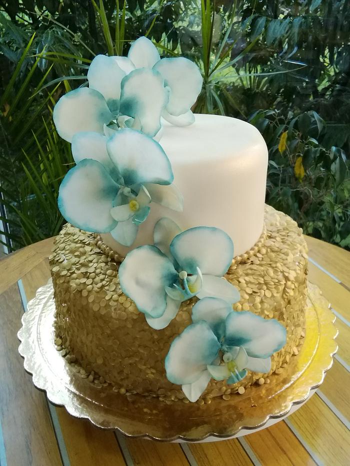 Wedding cake with orchid