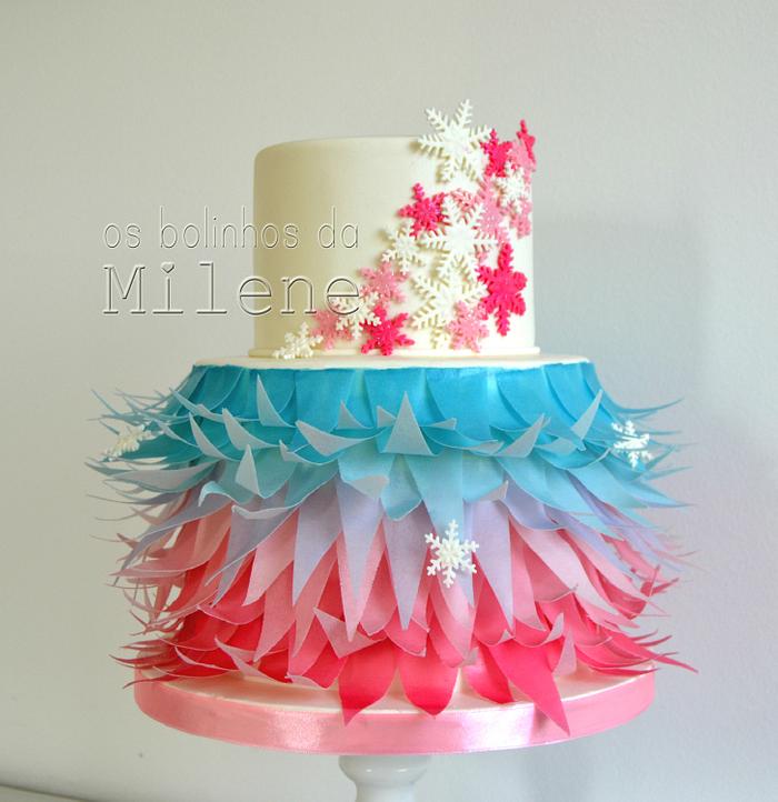 Pink and blue - frozen inspired cake