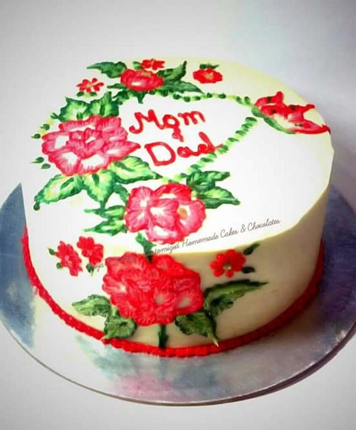 Brush Embroidery on Cake