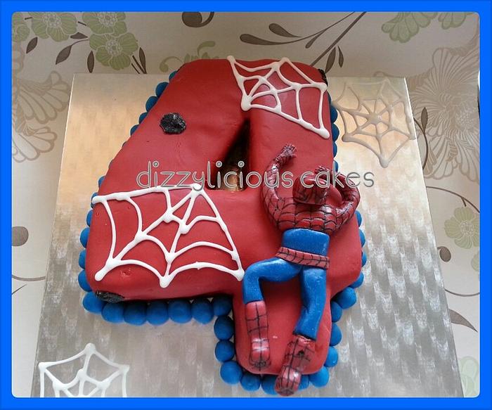 spiderman number 4 cake