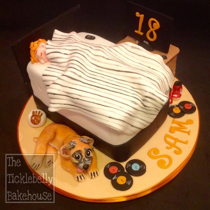 18th birthday bed cake