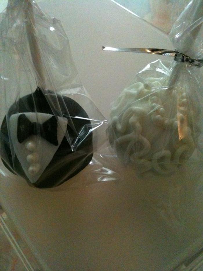 Bride and Groom cake pops