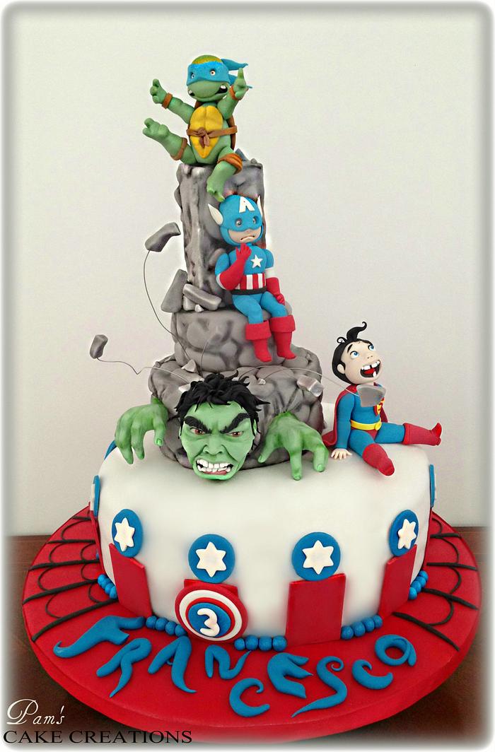 super heroes cake 