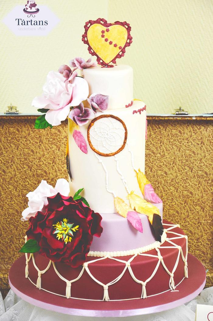 Vintage bohemian wedding cake for Cake International