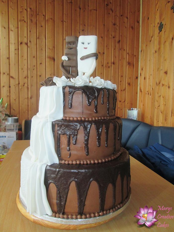 Chocolate and Milk Wedding cake