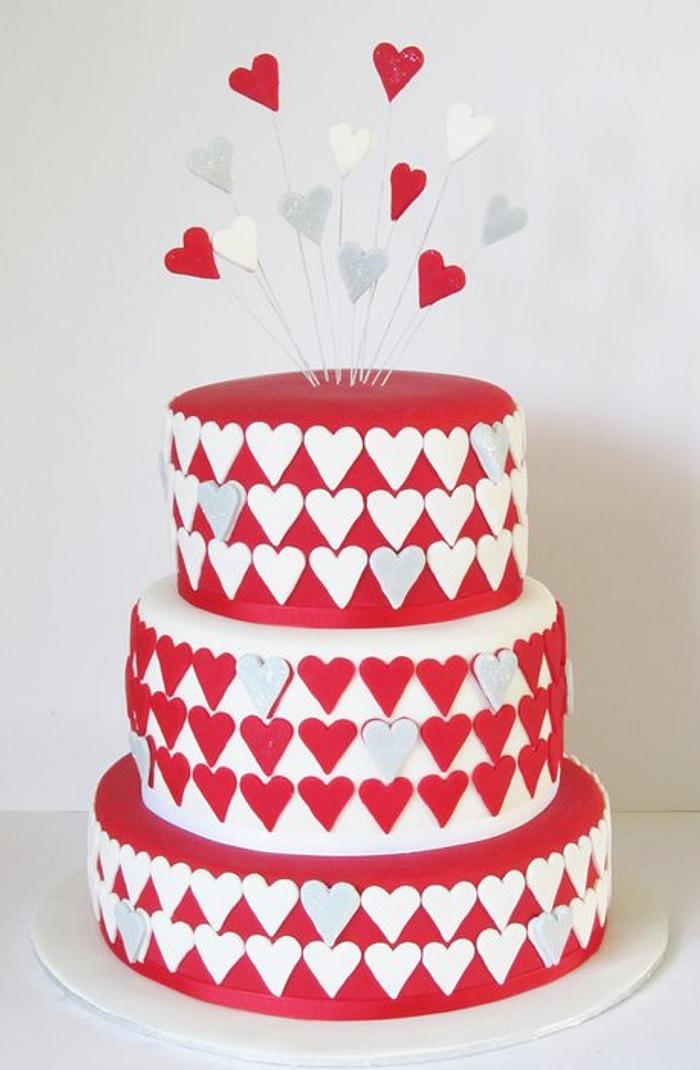Red and White engagement cake