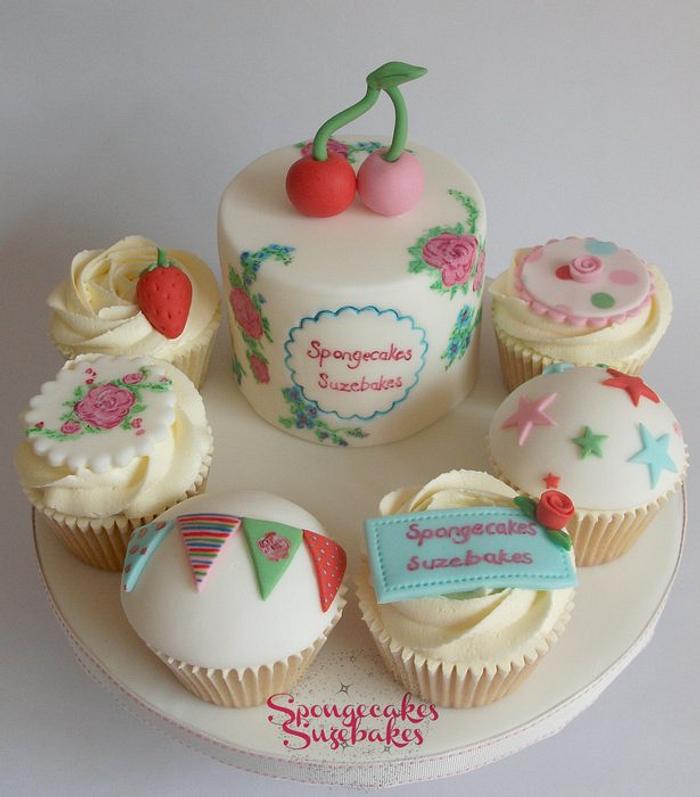 Cath Kidson Hand Painted Cake & Cupcakes