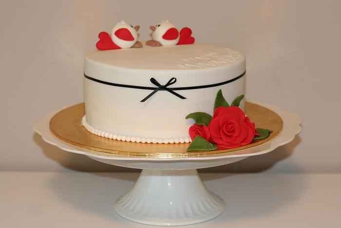 Tweethearts - wedding anniversary cake.