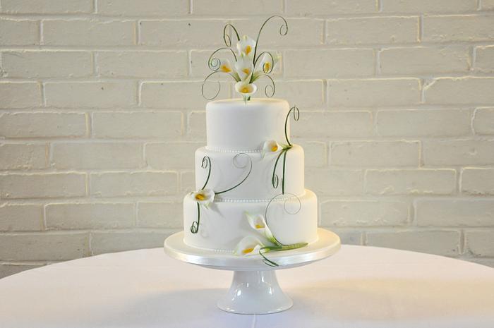 Elegant Lilies Wedding Cake