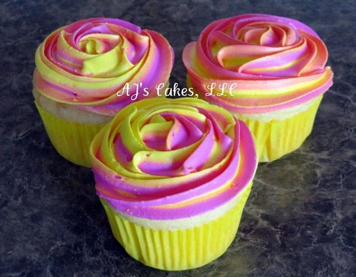 Pink Rosette Cupcakes