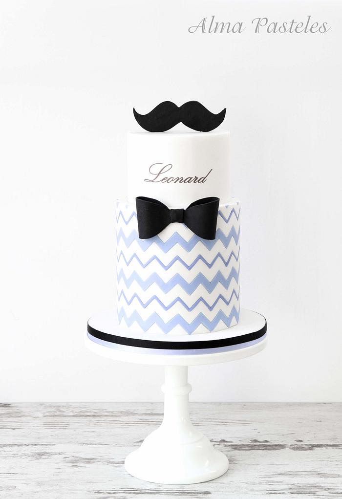 Moustache baby shower cake