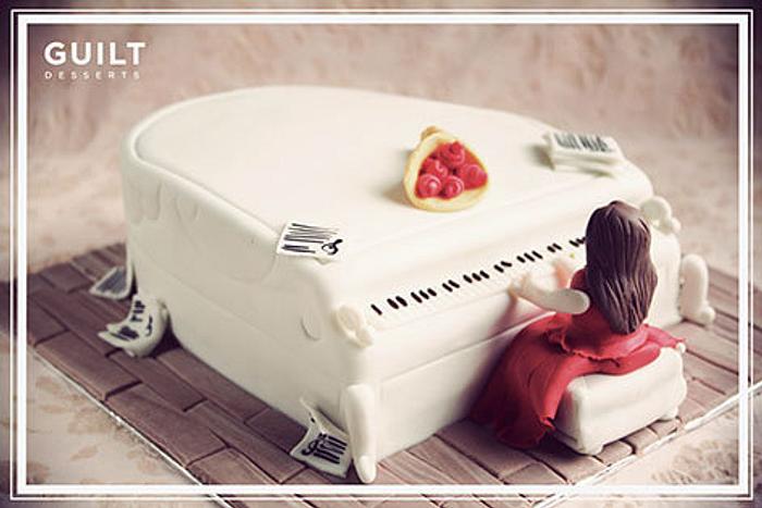 White Piano Birthday Cake
