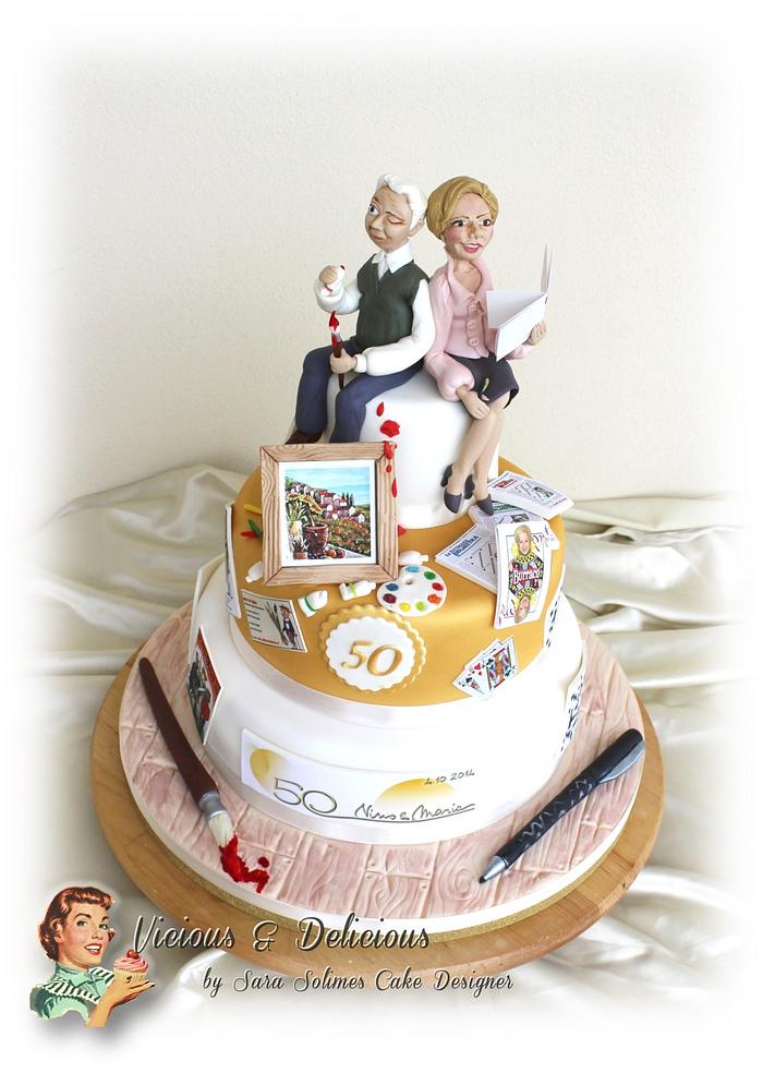 Golden wedding cake "50's of passions"