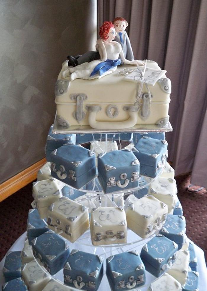 individual suitcase wedding cake