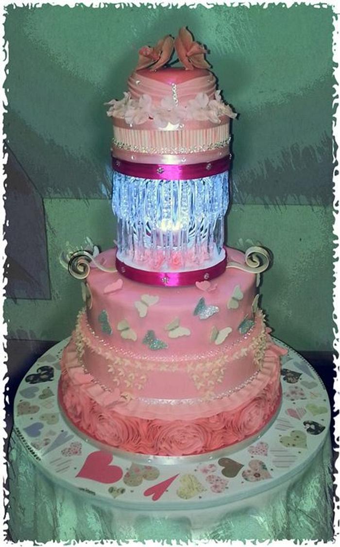 40th birthday light up pink wonderland cake
