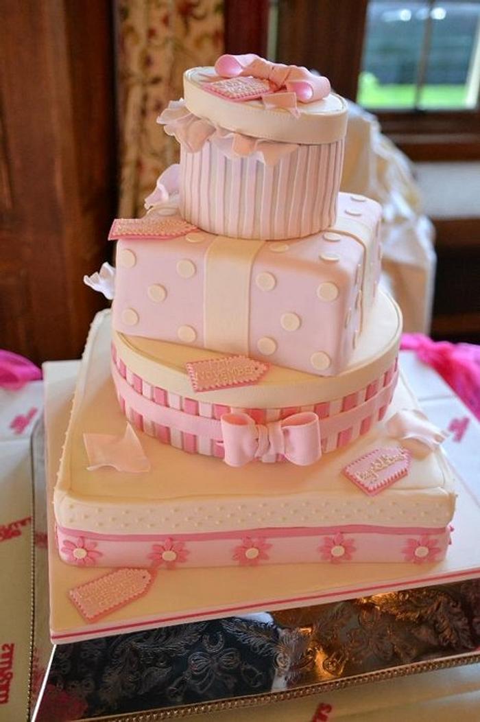 Pink parcel wedding cake