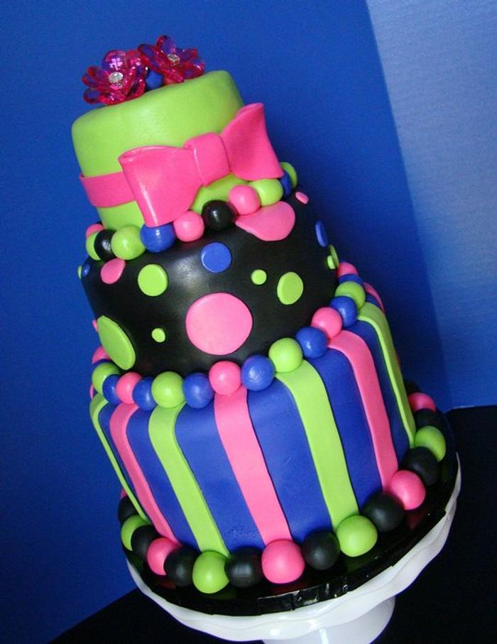 Glow Party Birthday Cake