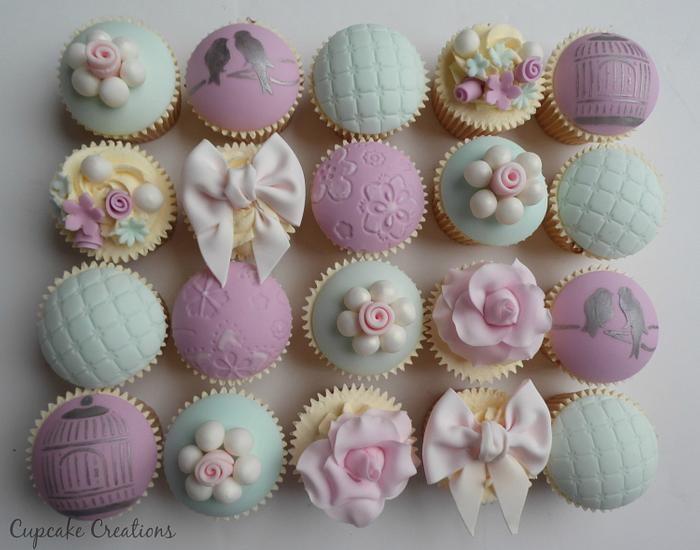 Pastel Vinatge themed cupcakes for Babyshower