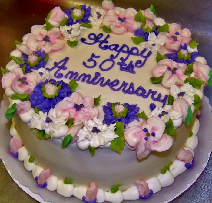 50th anniversary buttercream layer cake
