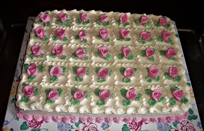 Pink Rose Sheet Cake