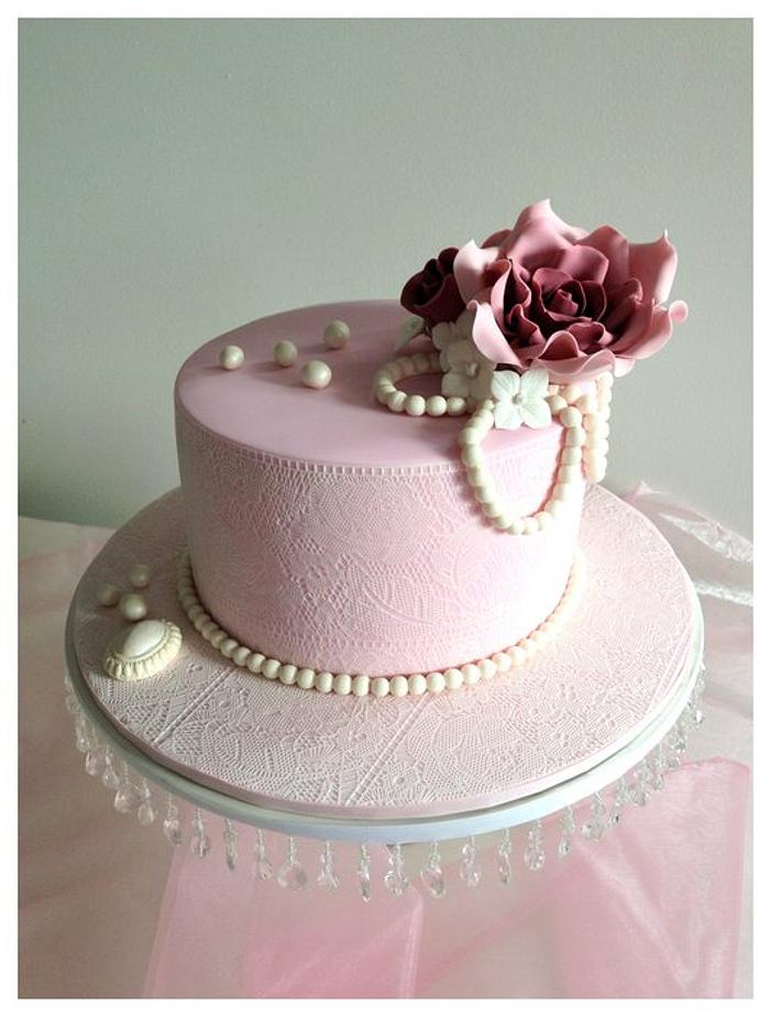Vintage Lace Anniversary Cake