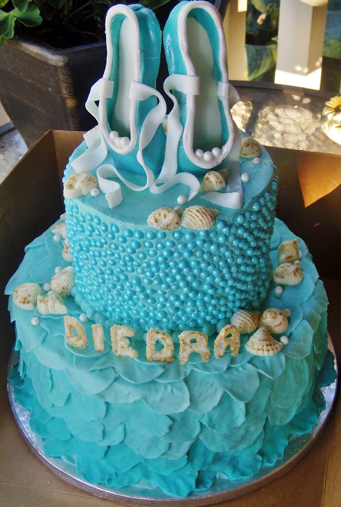Ballet sea shell tiered cake