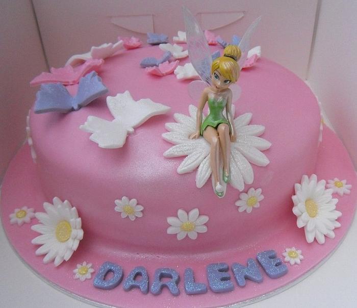 Tinkerbell & butterfly chocolate cake