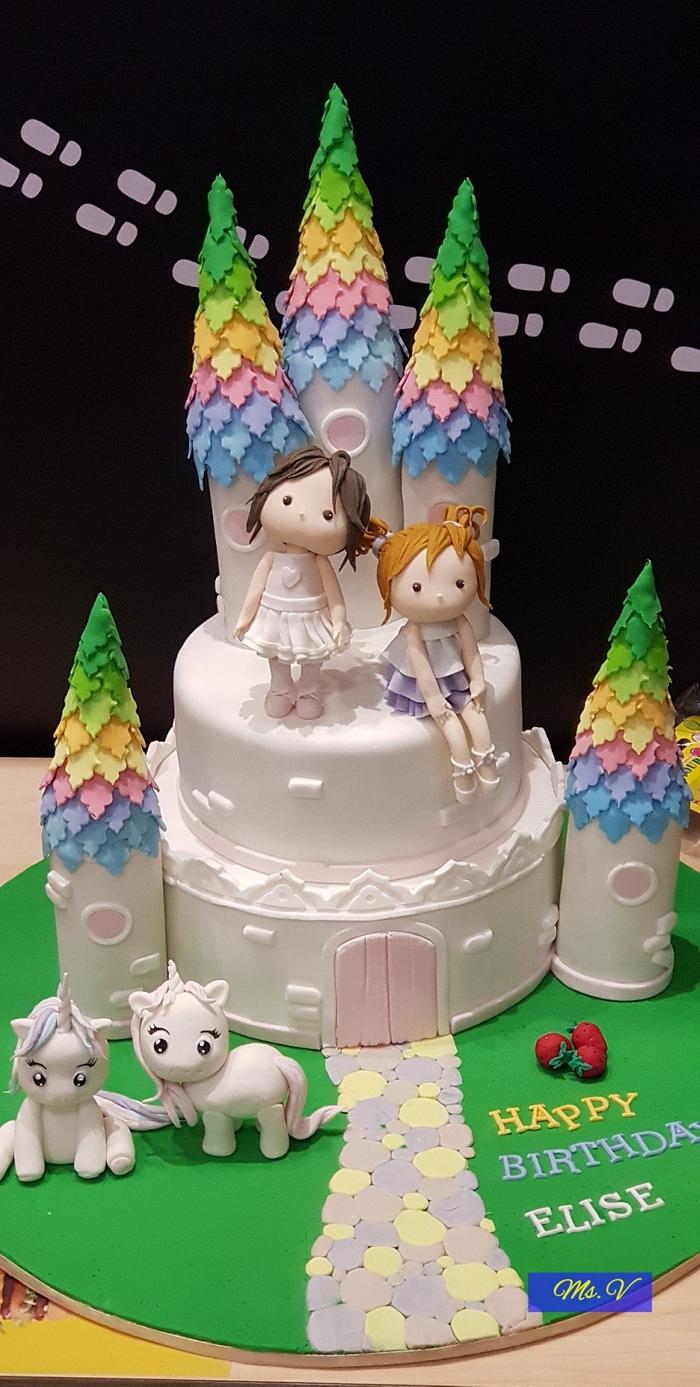 Two Princesses Castle cake