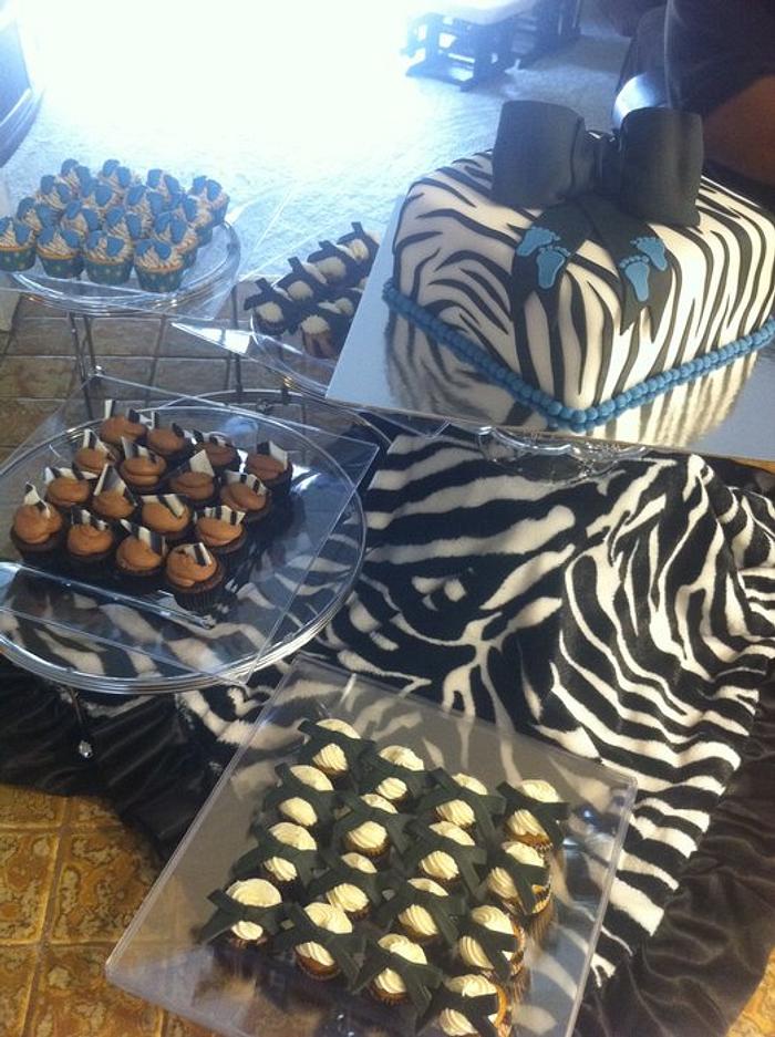 Zebra Baby Shower Cake and Minis