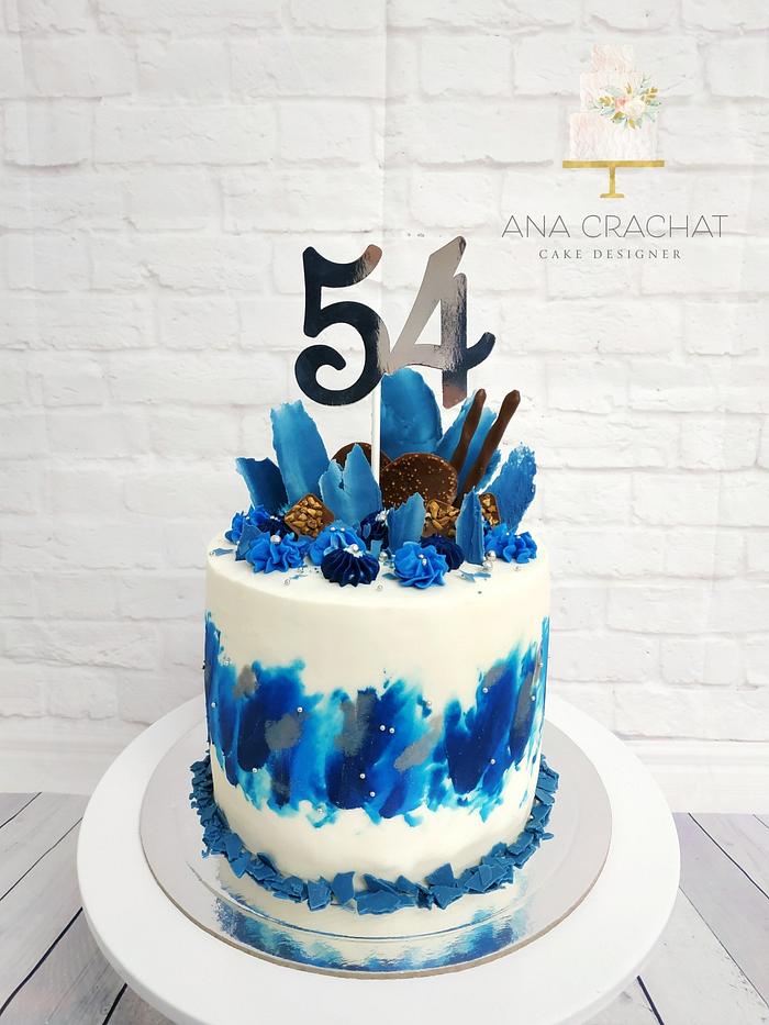 Blue explosion birthday cake