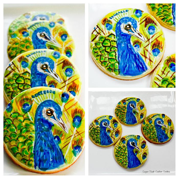 Hand Painted Peacock Cookies